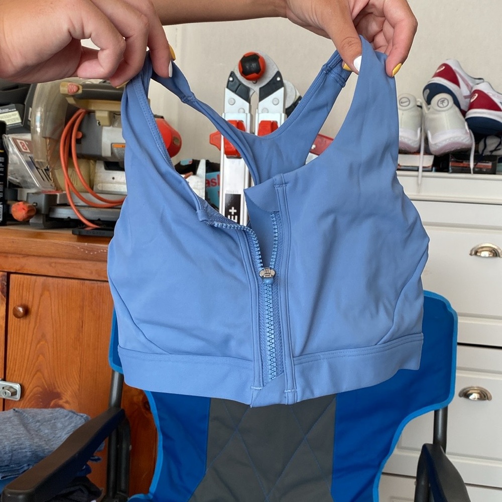 Blue Athleta Zip-Front Sports Bra